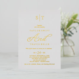 Invitación Con Relieve Metalizado Elegante papel de plata | Boda de monograma gris