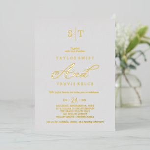 Invitación Con Relieve Metalizado Elegante papel de plata Boda de monograma gris