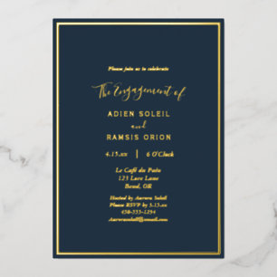 Invitación Con Relieve Metalizado Elegante partido de Boda de oro de la Marina moder