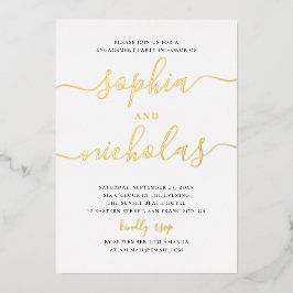 Invitación Con Relieve Metalizado Elegante partido de compromiso de escritura modern