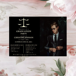 Invitación Con Relieve Metalizado Elegante partido de graduación de la Facultad de D