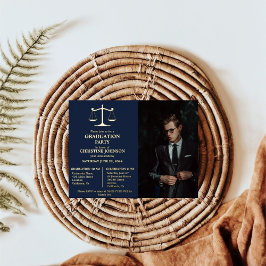 Invitación Con Relieve Metalizado Elegante partido de graduación de la Facultad de D