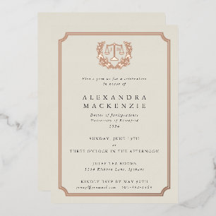 Invitación Con Relieve Metalizado Elegante partido de graduación de la Facultad de D