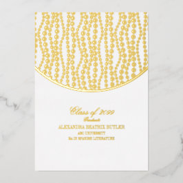 Invitación Con Relieve Metalizado Elegante partido de graduación universitaria