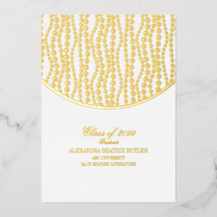 Invitación Con Relieve Metalizado Elegante partido de graduación universitaria