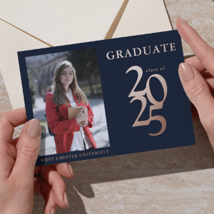 Invitación Con Relieve Metalizado Elegante Partido Moderno de Graduación de Fotograf