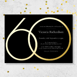 Invitación Con Relieve Metalizado Elegante Personalizado de Oro Negro Minimalista 60