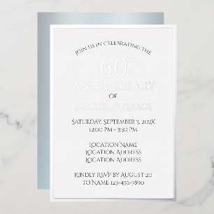 Invitación Con Relieve Metalizado Elegante Personalizado Fiesta del 60° aniversario 