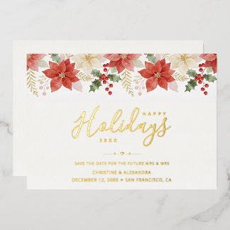 Invitación Con Relieve Metalizado Elegante Poinsettia Roja Navidad Boda TLW26