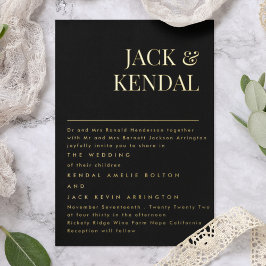 Invitación Con Relieve Metalizado Elegante Premium | Nombres Editables Boda Oro