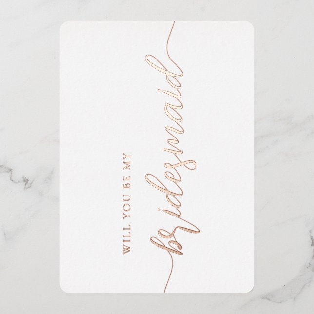 Invitación Con Relieve Metalizado Elegante propuesta de dama de honor Rosa Minimalis (Anverso)
