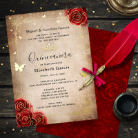 Elegante Quinceanera Red Rose Gold