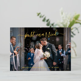 Invitación Con Relieve Metalizado Elegante Recepción de Boda con Fotos Modernas