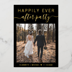 Invitación Con Relieve Metalizado Elegante Recepción de Boda Felices para Siempre