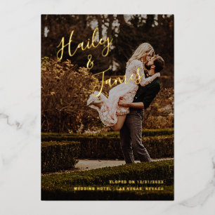 Invitación Con Relieve Metalizado Elegante recepción Gold Photo Modern Wedding