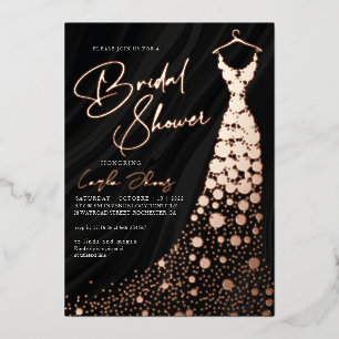 Invitación Con Relieve Metalizado Elegante regalo de boda moderno de oro rosa y negr