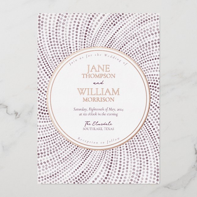 Invitación Con Relieve Metalizado Elegante Relieve metalizado acuarela Lilac Invitac (Anverso)