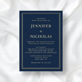 Invitación Con Relieve Metalizado Elegante Relieve metalizado Boda azul de la Marina