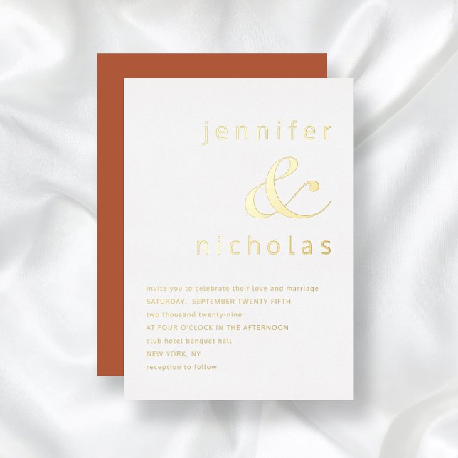 Invitación Con Relieve Metalizado Elegante Relieve metalizado Boda de Ampersand y Te (Subido por el creador)