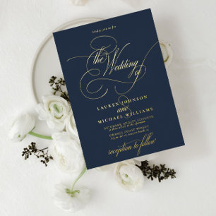 Invitación Con Relieve Metalizado Elegante Relieve metalizado Boda de caligrafía mod