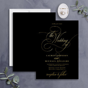 Invitación Con Relieve Metalizado Elegante Relieve metalizado Boda de caligrafía mod