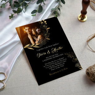 Invitación Con Relieve Metalizado Elegante Relieve metalizado Boda de fotografías fl