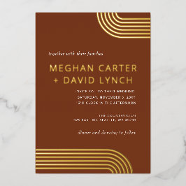 Invitación Con Relieve Metalizado Elegante Relieve metalizado Boda de lujo con arcos