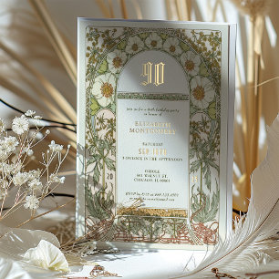 Invitación Con Relieve Metalizado Elegante Relieve metalizado Botánico 90 de la Fies