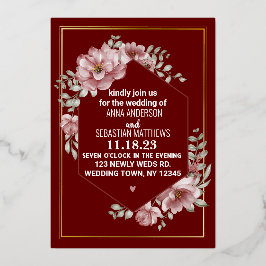 Invitación Con Relieve Metalizado Elegante Relieve metalizado de Boda floral de colo