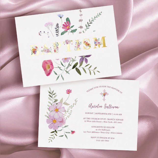 Invitación Con Relieve Metalizado Elegante Relieve metalizado de Flores Silvestres B (Subido por el creador)