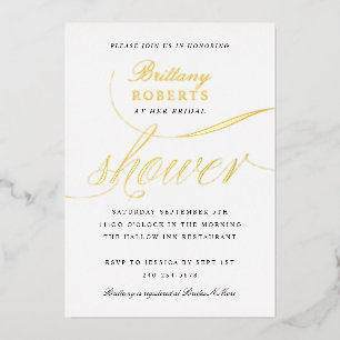 Invitación Con Relieve Metalizado Elegante Relieve metalizado dorado de ducha de nov
