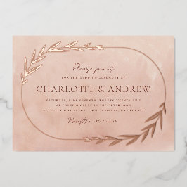 Invitación Con Relieve Metalizado Elegante Relieve metalizado dorado Floral Bough In