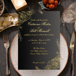 Invitación Con Relieve Metalizado Elegante Relieve metalizado dorado Invitación a la