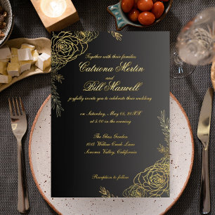Invitación Con Relieve Metalizado Elegante Relieve metalizado dorado Invitación a la