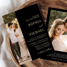 Invitación Con Relieve Metalizado Elegante Relieve metalizado dorado negro dos foto