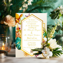 Invitación Con Relieve Metalizado Elegante Relieve metalizado formal de bodas tropic