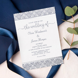 Invitación Con Relieve Metalizado Elegante Relieve metalizado plateado Boda de Damas