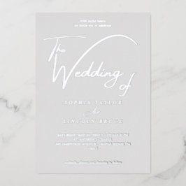 Invitación Con Relieve Metalizado Elegante Relieve metalizado plateado Gris Flourier