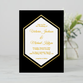 Invitación Con Relieve Metalizado Elegante Relieve metalizado tradicional negro y Bo