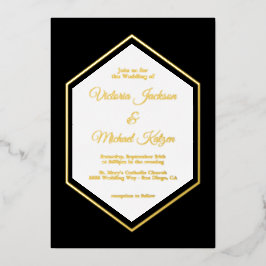 Invitación Con Relieve Metalizado Elegante Relieve metalizado tradicional negro y Bo