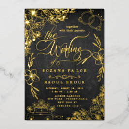 Invitación Con Relieve Metalizado Elegante Romance | Boda con Hoja de Oro Rosa