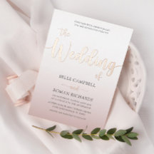 Elegante Rosa Boda de guión de caligrafía de oro