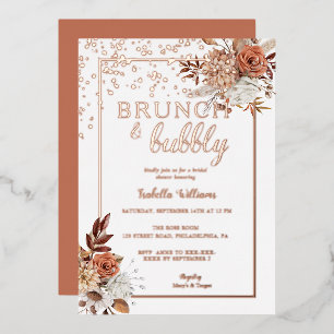 Invitación Con Relieve Metalizado Elegante Rosa Boho Boho Bridal Shower Relieve meta