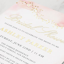 Elegante Rosa Bonito Bridal Shower Dorado
