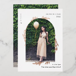 Invitación Con Relieve Metalizado Elegante Rosa de graduación de fotografía de oro