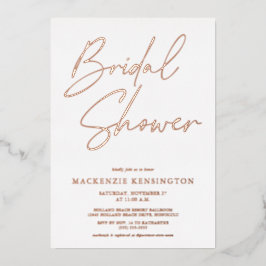 Invitación Con Relieve Metalizado Elegante Rosa Dorada Marble Bridal Shower