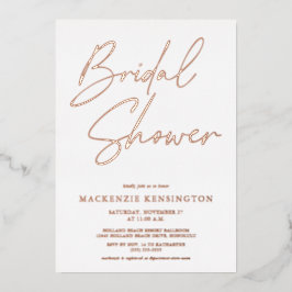 Invitación Con Relieve Metalizado Elegante Rosa Dorada Marble Bridal Shower