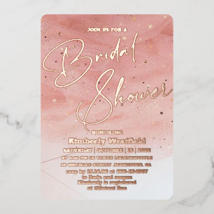 Invitación Con Relieve Metalizado Elegante Rosa dorado de moda rosa Rubor Bridal Sho
