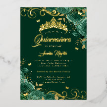 Elegante Rosa Esmeralda Swirl Gold Quinceanera
