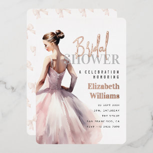 Invitación Con Relieve Metalizado Elegante Rosa moderno Fiesta de ducha de novia dor